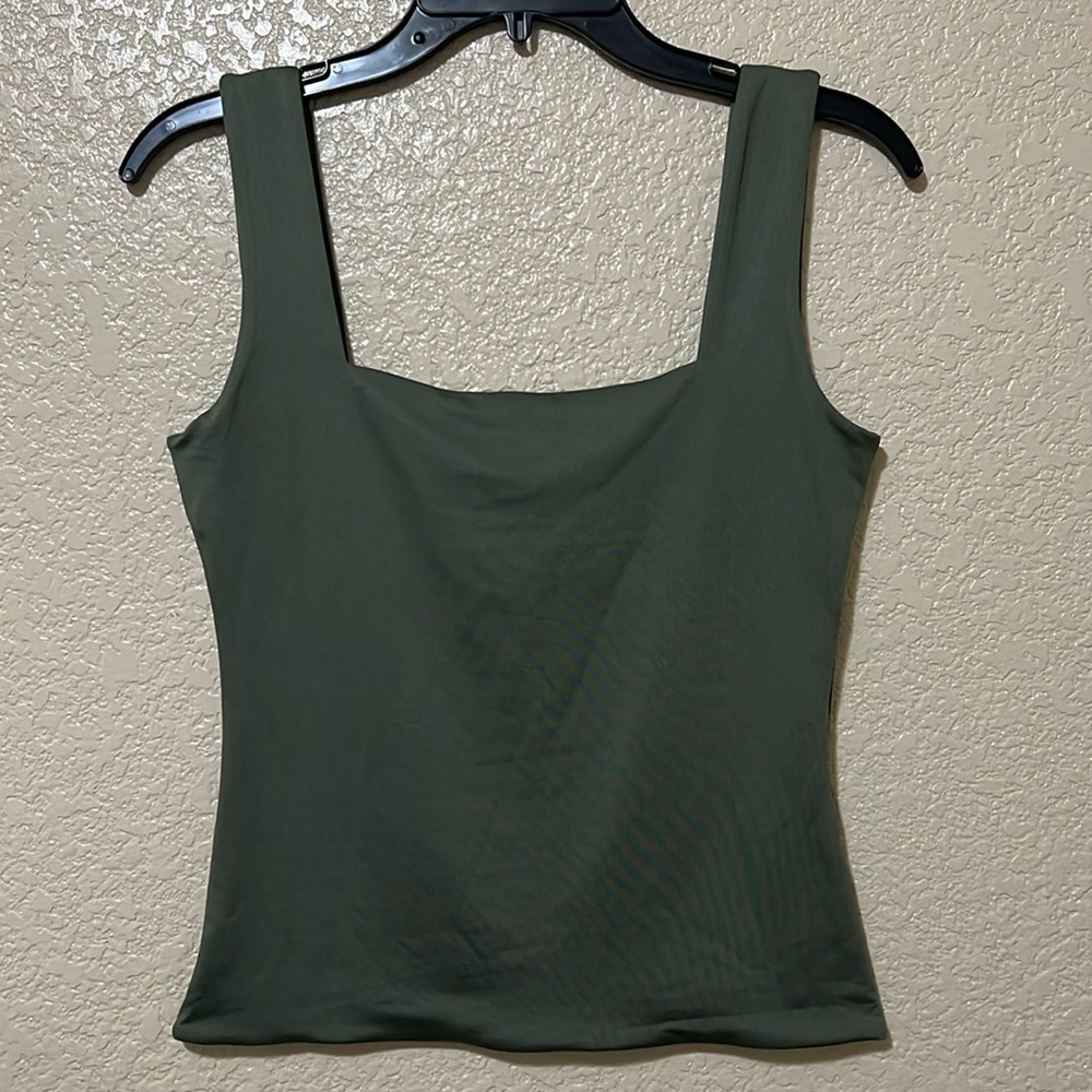 Square Neck Olive Green Scuba Top